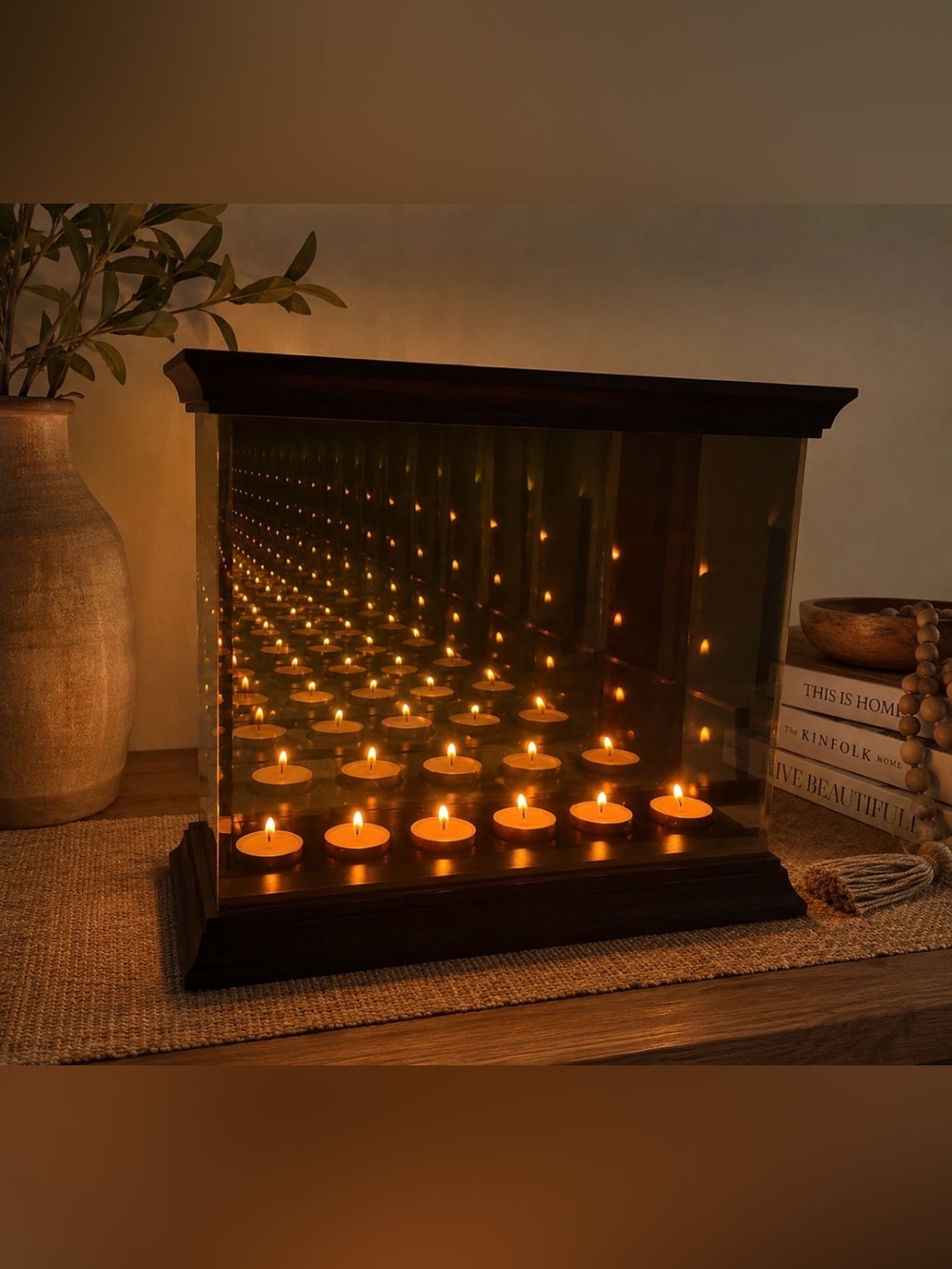 Partylite infinity tea light candle holder decoration mirrored glass infinity